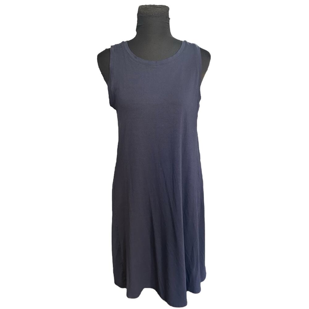 LOFT Navy Swing Dress Medium Casual Sleeveless Knit Summer Dress - Picture 2 of 9